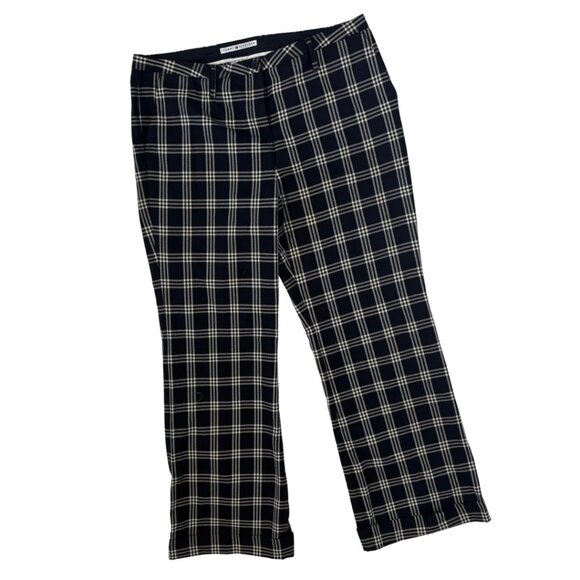 Tommy Hilfiger Black and White Windowpane Plaid Wide Leg Pants - Picture 1 of 3